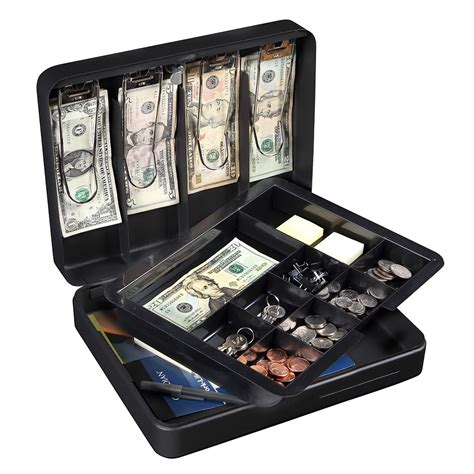 steel tiered tray cash box|Honeywell 6113 Deluxe Steel Cash Box (5 Bill/8 Coin .